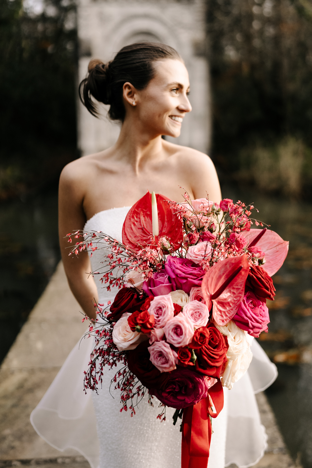 A Pink & Red Festive The Cliff at Lyons Wedding