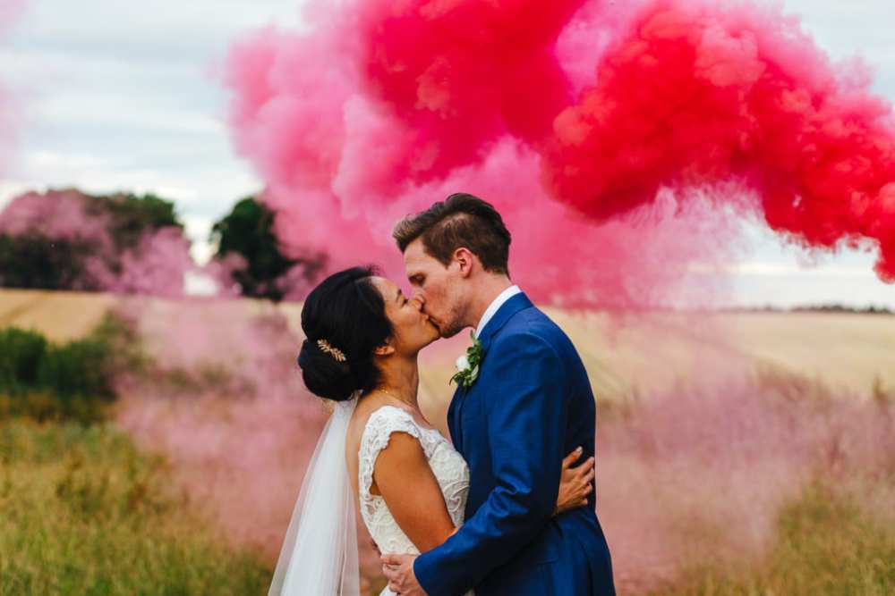 How to Use Smoke Bombs Safely in your Wedding Photos
