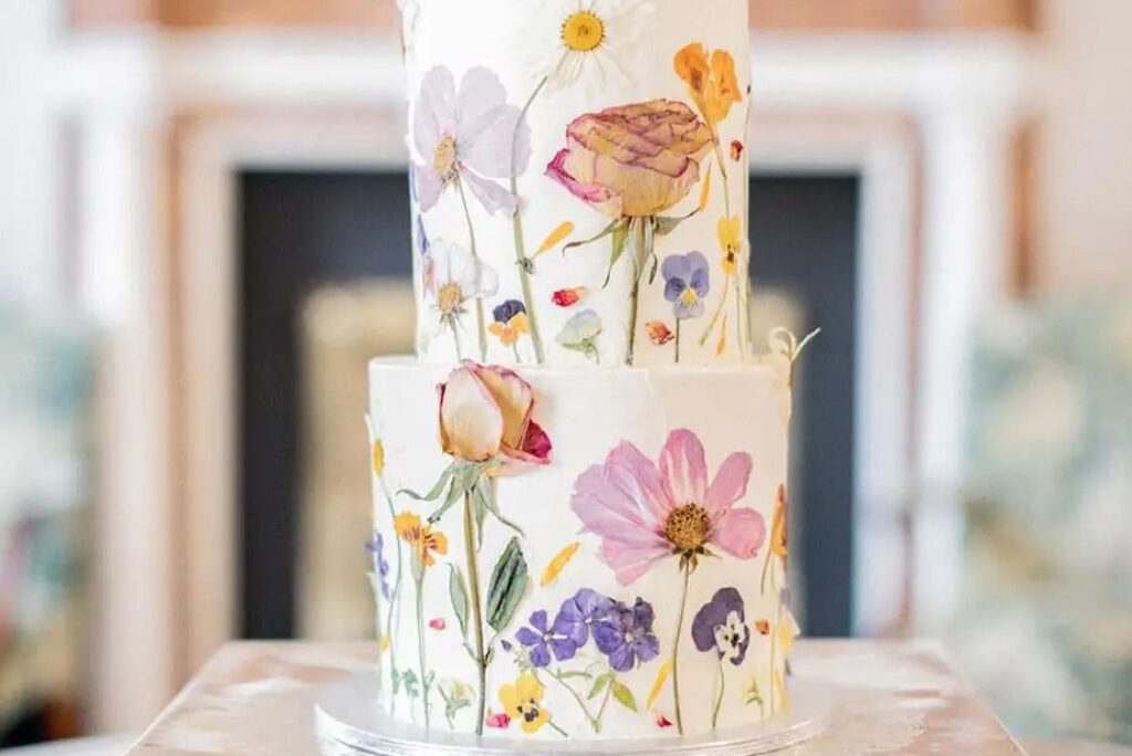 Pressed Flower Wedding Cakes to Inspire
